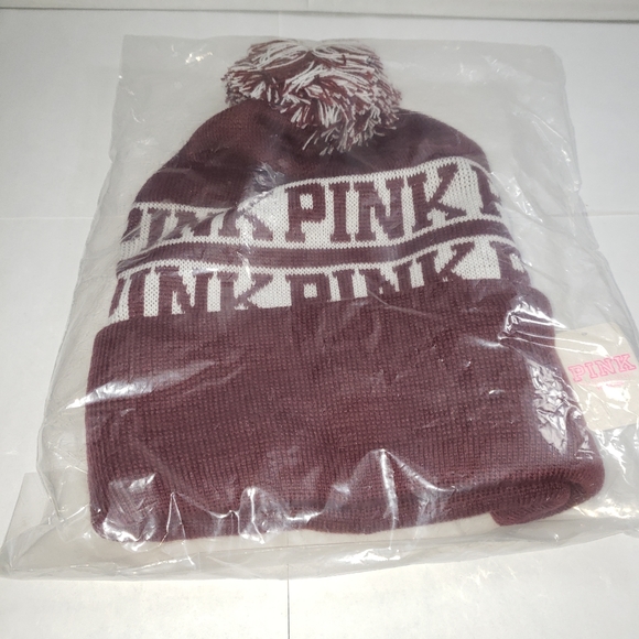 Pink VS, Beanie with pom pom. "New" - Picture 6 of 6